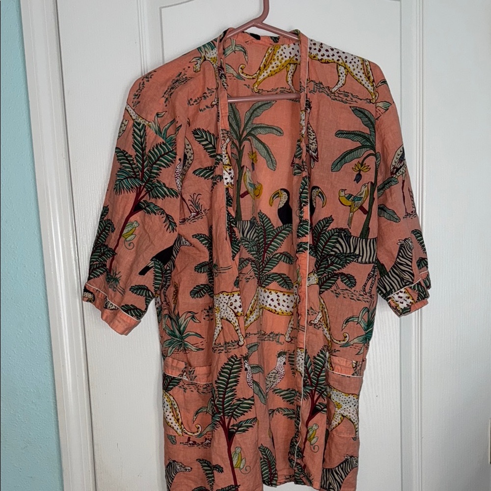 Tropical Print Kimono Cardigan